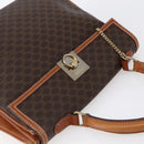 CELINE Macadam Canvas Handtasche PVC Leder Braun Gold Auth bs30654-6