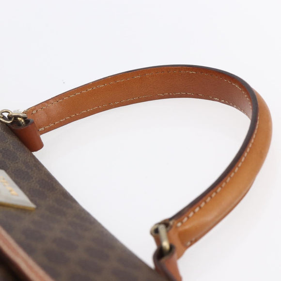 CELINE Macadam Canvas Handtasche PVC Leder Braun Gold Auth bs30654