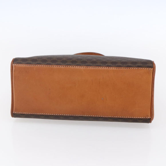 CELINE Macadam Canvas Handtasche PVC Leder Braun Gold Auth bs30654