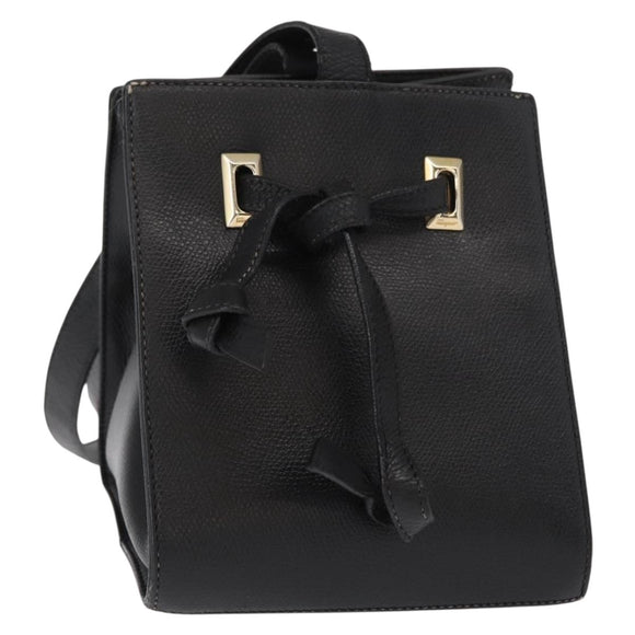 Salvatore Ferragamo Shoulder Bag Leather Gold Black Auth bs30658