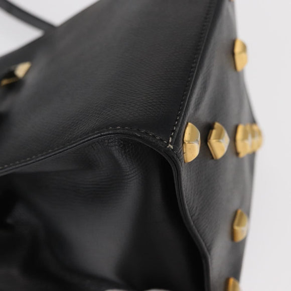 Salvatore Ferragamo Shoulder Bag Leather Gold Black Auth bs30658