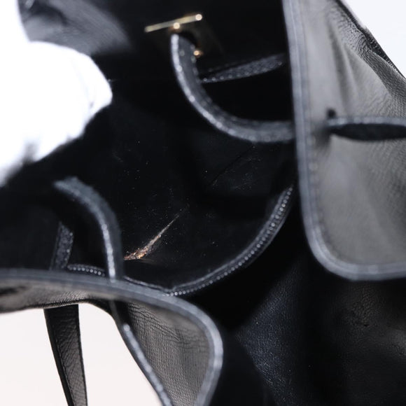 Salvatore Ferragamo Shoulder Bag Leather Gold Black Auth bs30658