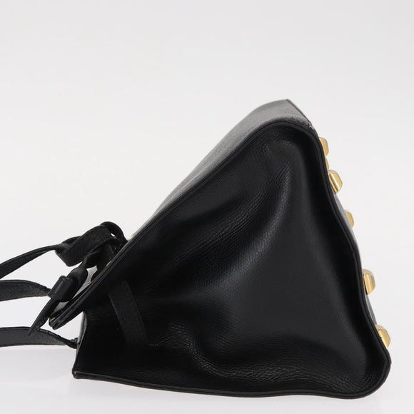 Salvatore Ferragamo Shoulder Bag Leather Gold Black Auth bs30658