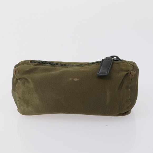 PRADA Pouch Nylon 5 Set Red Khaki Auth bs30659