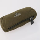 PRADA Pouch Nylon 5 Set Red Khaki Auth bs30659-14