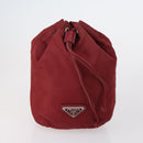 PRADA Pouch Nylon 5 Set Red Khaki Auth bs30659-2