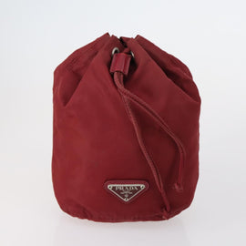 PRADA Pouch Nylon 5 Set Red Khaki Auth bs30659 - 0