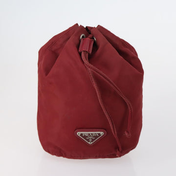 PRADA Pouch Nylon 5 Set Red Khaki Auth bs30659 - 0