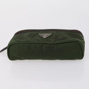 PRADA Pouch Nylon 5 Set Red Khaki Auth bs30659-20