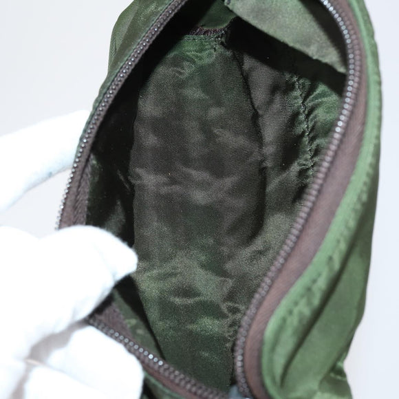 PRADA Pouch Nylon 5 Set Red Khaki Auth bs30659