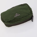 PRADA Pouch Nylon 5 Set Red Khaki Auth bs30659-24
