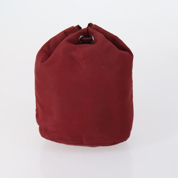 PRADA Pouch Nylon 5 Set Red Khaki Auth bs30659