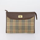 Burberrys Nova Check Clutch Bag Canvas Leather 5 Set Beige Black Auth bs30660-13