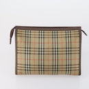 Burberrys Nova Check Clutch Bag Canvas Leather 5 Set Beige Black Auth bs30660-14