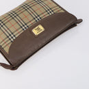 Burberrys Nova Check Clutch Bag Canvas Leather 5 Set Beige Black Auth bs30660-15