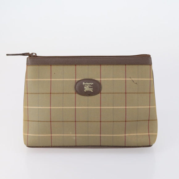 Burberrys Nova Check Clutch Bag Canvas Leather 5 Set Beige Black Auth bs30660