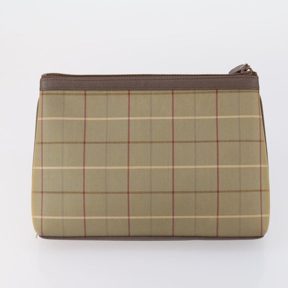 Burberrys Nova Check Clutch Bag Canvas Leather 5 Set Beige Black Auth bs30660