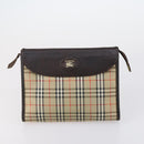 Burberrys Nova Check Clutch Bag Canvas Leather 5 Set Beige Black Auth bs30660-7