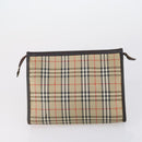 Burberrys Nova Check Clutch Bag Canvas Leather 5 Set Beige Black Auth bs30660-8