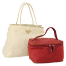 PRADA Hand Bag Nylon 2 Set Red White Auth bs30661-1