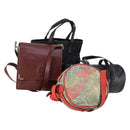 Ferragamo Gucci Cartier Burberrys Bag Leather Coated 4 Set Bordeaux Auth bs30663-1