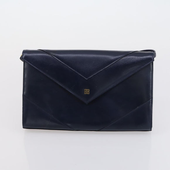 GIVENCHY Shoulder Bag Leather 2 Set Navy Black Auth bs30664