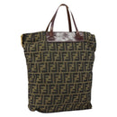 FENDI Zucca Canvas Hand Bag Black Brown Auth bs30706-1