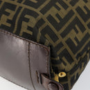 FENDI Zucca Canvas Hand Bag Black Brown Auth bs30706-8