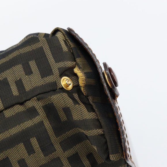 FENDI Zucca Canvas Hand Bag Black Brown Auth bs30706