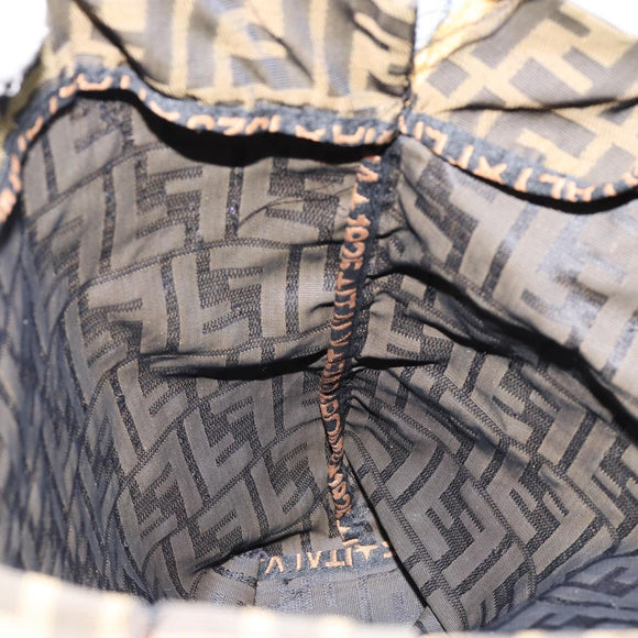 FENDI Zucca Canvas Hand Bag Black Brown Auth bs30706