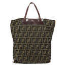 FENDI Zucca Canvas Hand Bag Black Brown Auth bs30706-2