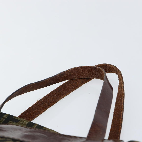 FENDI Zucca Canvas Hand Bag Black Brown Auth bs30706