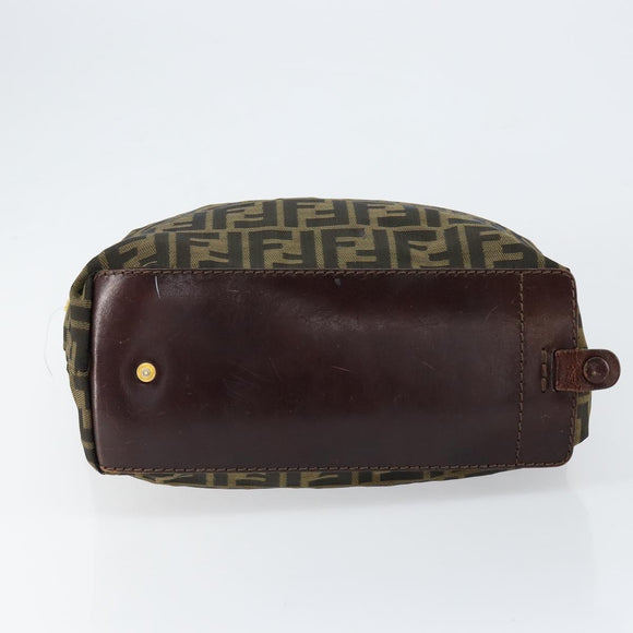 FENDI Zucca Canvas Hand Bag Black Brown Auth bs30706