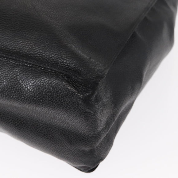 CHANEL COCO Mark Tote Bag Caviar Skin Black Gold CC Auth bs30707