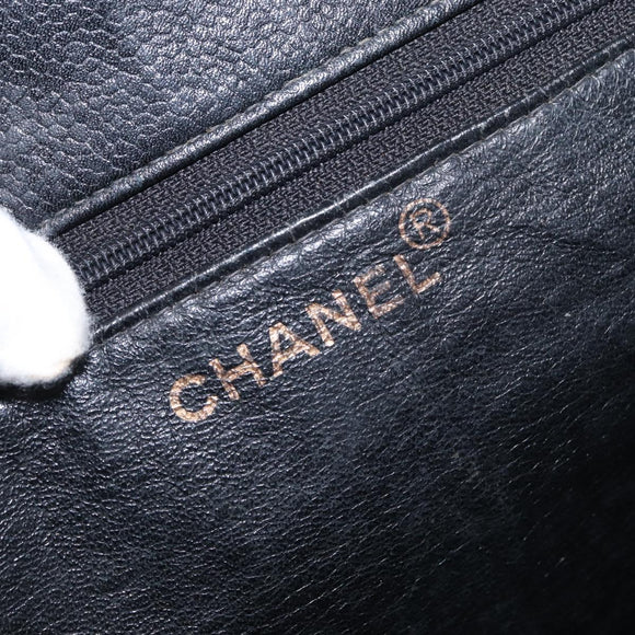 CHANEL COCO Mark Tote Bag Caviar Skin Black Gold CC Auth bs30707