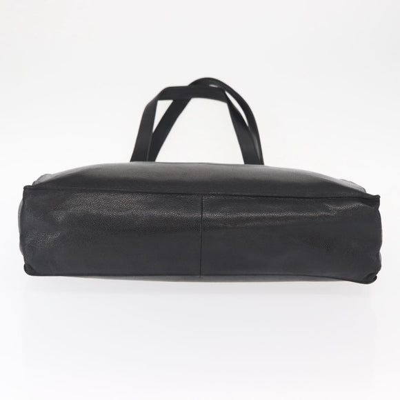 CHANEL COCO Mark Tote Bag Caviar Skin Black Gold CC Auth bs30707