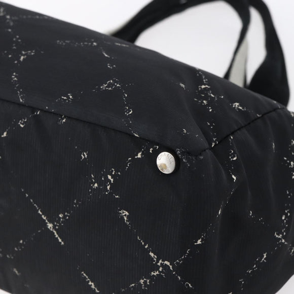 CHANEL New Travel Line Tote Bag Nylon Black Silver CC Auth bs30710