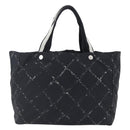 CHANEL New Travel Line Tote Bag Nylon Black Silver CC Auth bs30710-2