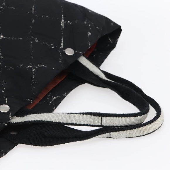 CHANEL New Travel Line Tote Bag Nylon Black Silver CC Auth bs30710