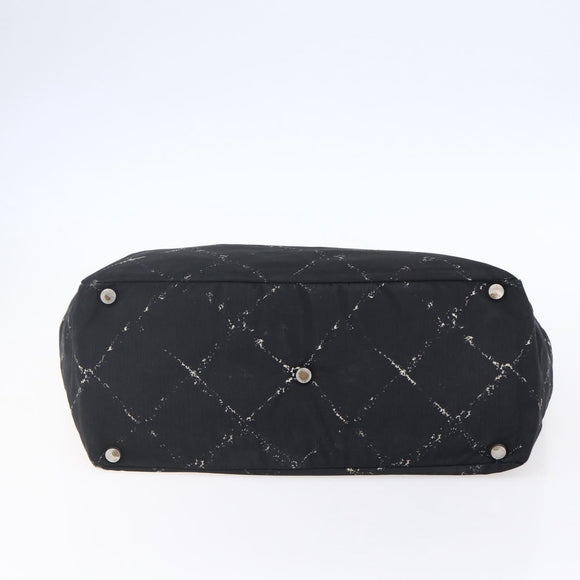 CHANEL New Travel Line Tote Bag Nylon Black Silver CC Auth bs30710