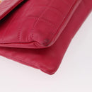 CHANEL Choco Bar Chain Hand Bag Lamb Skin Pink Silver CC Auth bs30713V-8