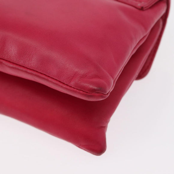 CHANEL Choco Bar Chain Hand Bag Lamb Skin Pink Silver CC Auth bs30713V