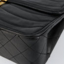 CHANEL Chain Shoulder Bag Lamb Skin Black Gold CC Auth bs30716-14