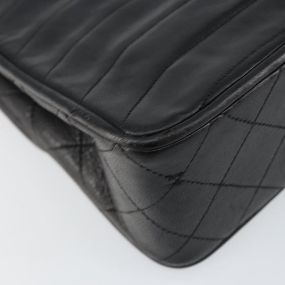 CHANEL Chain Shoulder Bag Lamb Skin Black Gold CC Auth bs30716