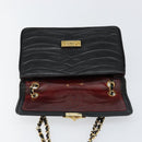 CHANEL Chain Shoulder Bag Lamb Skin Black Gold CC Auth bs30716-9