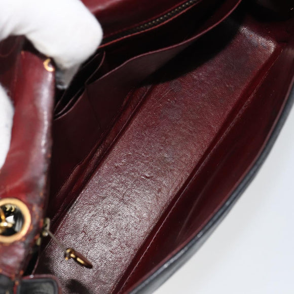 CHANEL Chain Shoulder Bag Lamb Skin Black Gold CC Auth bs30716