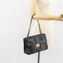 CHANEL Chain Shoulder Bag Lamb Skin Black Gold CC Auth bs30716-24