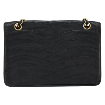 CHANEL Chain Shoulder Bag Lamb Skin Black Gold CC Auth bs30716 - 0