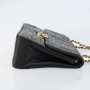CHANEL Chain Shoulder Bag Lamb Skin Black Gold CC Auth bs30716-3