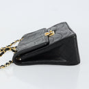 CHANEL Chain Shoulder Bag Lamb Skin Black Gold CC Auth bs30716-4